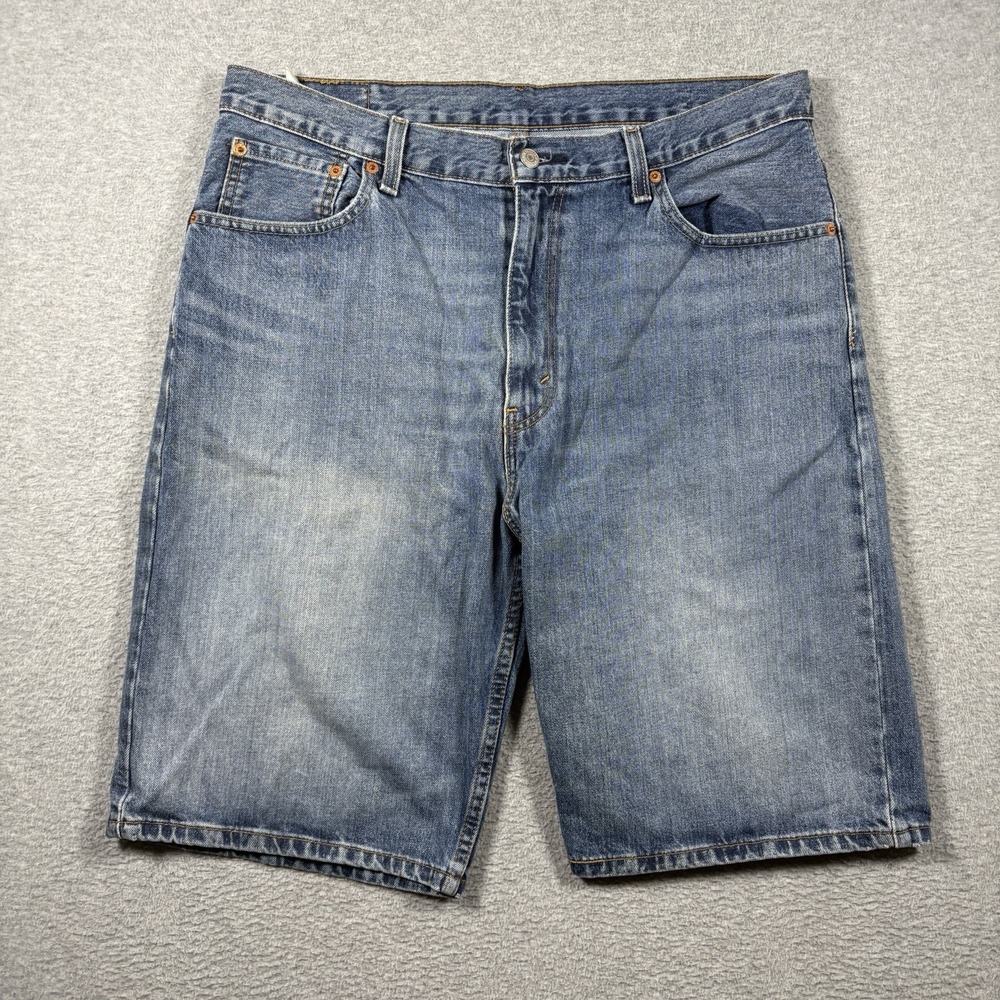 Levis 569 Loose Straight Denim Shorts Mens 36 Blue Medium Wash Baggy Jorts Skate